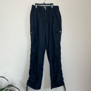 Revolve Superdown Black Wide Leg Cargo Pants Tie Hem Slouchy Baggy Oversized Med